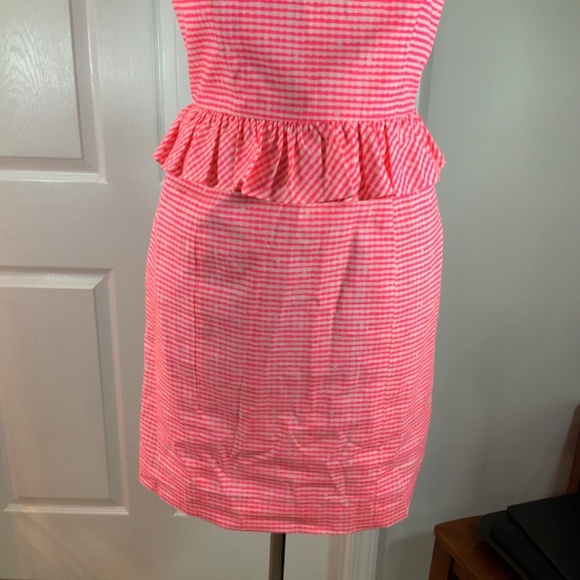 Lily Pulitzer Lowe Fiesta Pink Strapless Gingham Cotton Dress Size 4 - Picture 3 of 9